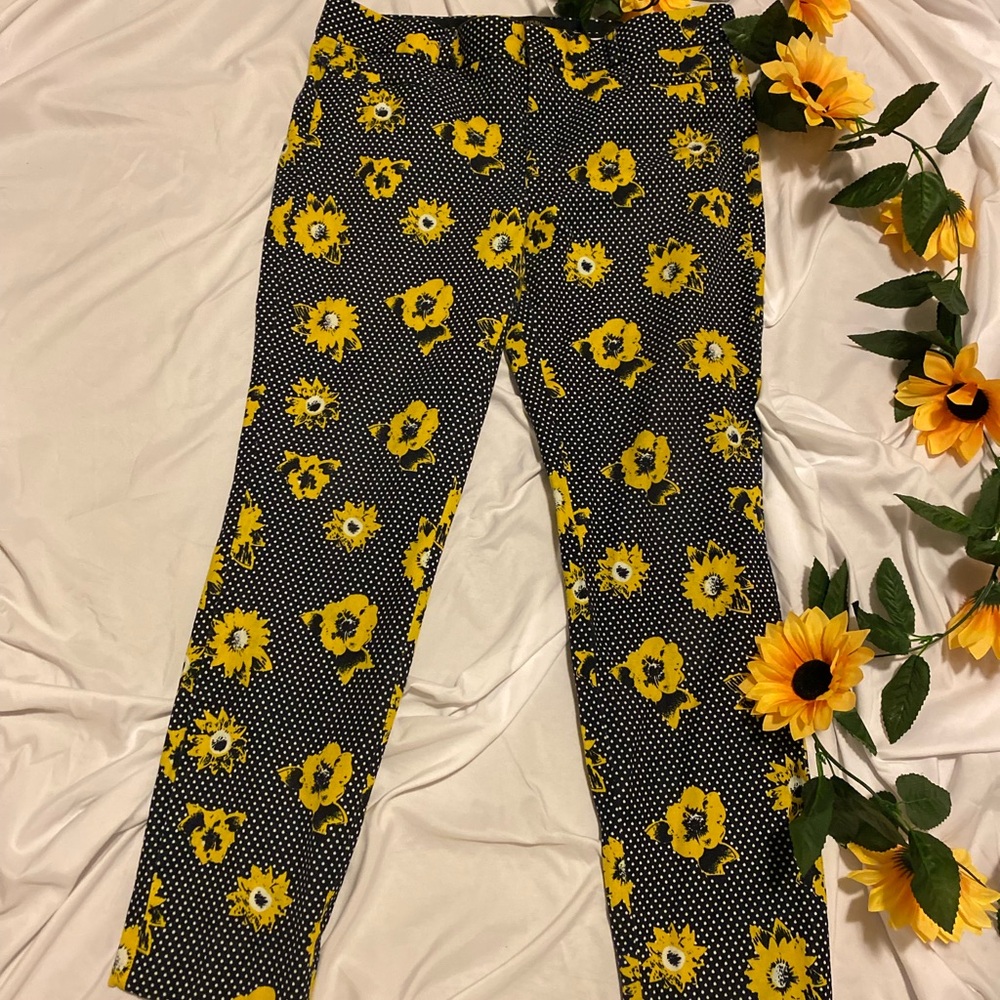 Floral Black and Yellow Pants